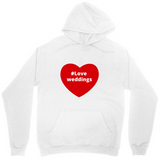 Men's Hoodie Love Weddings Bold Red Heart Centered With Simple Typography