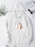 Women's Hoodie Two Adorable Fluffy Cats Sitting Together Surrounded By Soft Shadows Cat