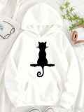 Women's Hoodie Sitting On A Branch With Whimsical Curled Tail Cat