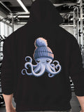 Men's Hoodie Adorable Octopus Wearing A Knitted Winter Beanie Hat