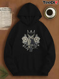 Women's Hoodie Majestic Night With Flowers And Crowned Wise Watchful Owl