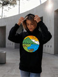 Women's Hoodie Vibrant Sunrise Over Rolling Hills Beside Flowing River Mountain Landscape