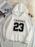 Women's Hoodie Casual Style With Bold Black Number Print Hoodie