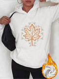 Women's Hoodie Golden Autumn Leaves Surrounded By Warm Embroidered Maple Leaf