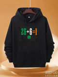 Men's Hoodie Colorful Numbers With Green Clover On Minimalist Black Hoodie