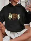 Women's Hoodie Strong Grip On Money Bills With Fierce Determined Powerful Fist
