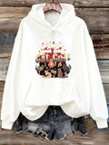 Women's Hoodie Cat Girl Surrounded By Autumn Leaves And Playful Sitting Kittens