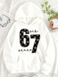 Women's Hoodie Six Seven With Black Star Pattern Numbers Hoodie