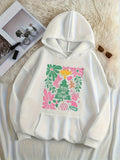 Men's Hoodie Colorful Pastel Flowers Surrounding Vibrant Green Leafy Pine Tree