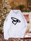 Women's Hoodie Minimalist Black Heart With Floating Halo Hoodie