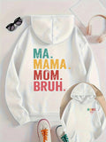 Women's Hoodie Colorful Lettering Playful Mom Slang On Cozy Hoodie