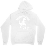 Men's Hoodie Cretaceous Age Bold Lettering Roaring Dinosaur Standing Among Prehistoric Rocks Rex