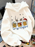 Women's Hoodie Festive Snowfall With Cheerful Holiday Beer Mugs Surrounded By Snowflakes Mug