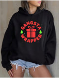 Women's Hoodie Gangsta Wrapper Holiday Gift Box With Christmas Trees Hoodie
