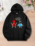 Women's Hoodie Funny Chat With Red And Blue Cartoon Chemistry Flask