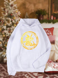 Women's Hoodie Golden Calligraphy Circle With Bright Festive Holiday Ambience Hoodie