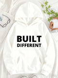 Women's Hoodie Bold Black Lettering With White Cotton Streetwear Hoodie