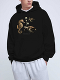 Men's Hoodie Golden Ocean Wonders With Floating Pearls Seahorse And Sea Turtle
