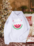 Women's Hoodie Hello Summer Bright Pink Watermelon Slice With Fresh Colorful Motif Hooded Sweatshirt
