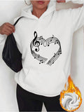 Women's Hoodie Curved Musical Notes Swirling Into A Heart Shaped Staff