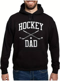 Men's Hoodie Hockey Dad Bold White Letters With Crossed Sticks And Central Hockey Puck