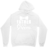 Men's Hoodie Father Of The Groom With Black Bowtie Motif Centered On White Hoodie