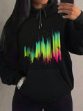 Women's Hoodie Fluorescent Aurora Gradient Color Light Reflected On Dark Night Sky Hoodie