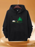 Men's Hoodie Night Forest With Camper And Tent Under Green Pine Trees
