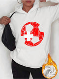 Women's Hoodie Distressed Red Graphic Soccer Ball Icon Hoodie