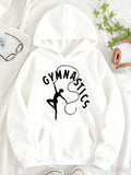 Women's Hoodie Gymnastics Graceful Silhouette Among Flowing Ribbon White Hoodie
