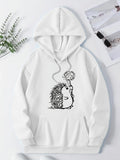 Men's Hoodie Adorable Spiky Critter With Dandelion Standing In Gentle Breeze Hedgehog