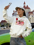 Women's Hoodie Valentines Day Colorful Flowers With Hearts And Cute Pink Sweet Cupcake