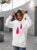 Women's Hoodie Soft Urban Style Hoodie With Bold Pink Raindrop Motif Water Droplet