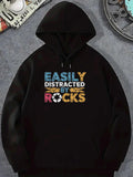 Men's Hoodie Easily Distracted By Patterned Colorful Gemstone Rocks Hoodie
