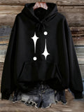 Women's Hoodie Minimalist Stars With Bright Shimmering White Dot Accents Hoodie