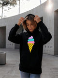 Women's Hoodie Pastel Swirls With Simple Modern Colorful Ice Cream Cone