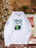 Women's Hoodie Panda Bamboo Among Sparkling Green Leaf Motif Panda