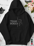 Women's Hoodie Team Borzoi Minimalist Outline Dog Art Hoodie