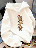 Women's Hoodie Playful Stacked Christmas Gingerbread Cookies With Santa Hat