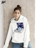 Women's Hoodie Magical Suitcase With Planets Stars And Snowy Mountain Scene