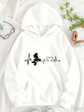 Women's Hoodie Heartbeat Line With Meditative Energy And Peaceful Yoga Pose