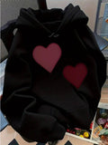 Women's Hoodie Layered Deep Rose Pink Hearts Graphic Hoodie