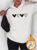 Women's Hoodie Minimalist Warm Hoodie With Alternating Bold And Hollow Hearts