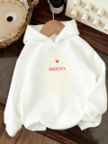 Women's Hoodie Red Minimalist Crown Above The Word Identity Hoodie