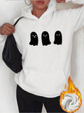 Women's Hoodie Minimalist Style Trio Of Playful Ghost Cartoon Figures Hoodie
