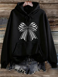 Women's Hoodie Striped Ribbon Bow With Flowing Tails Under Soft Shadow Bow