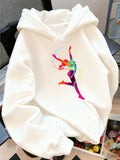 Women's Hoodie Colorful Splash Of Vibrant Movement Graceful Jumping Dancer