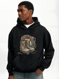 Men's Hoodie Rainbow Colors With Classic Lace Up Boots In Cozy Style Boots