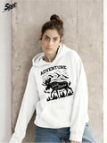 Women's Hoodie Adventure Among Wild Bear And Mountain Scenery Under Misty Sky Bear