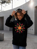 Women's Hoodie Radiant Floral Mandala With Bright Petals Around Circular Bloom